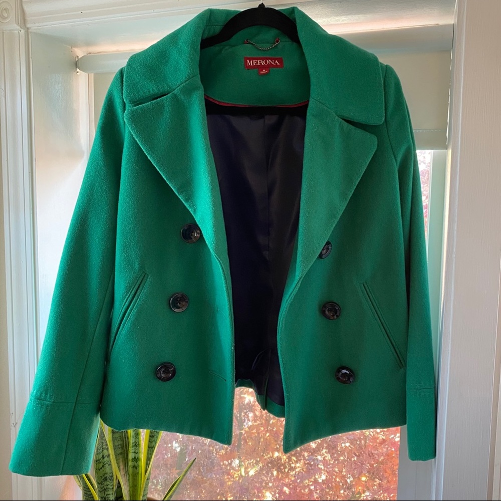 green wool coat